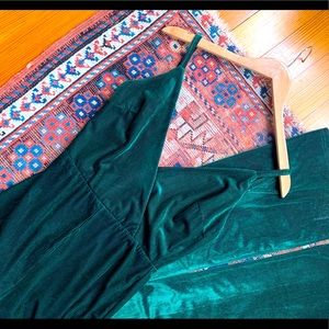 Honey punch corduroy emerald green pant jumpsuit S